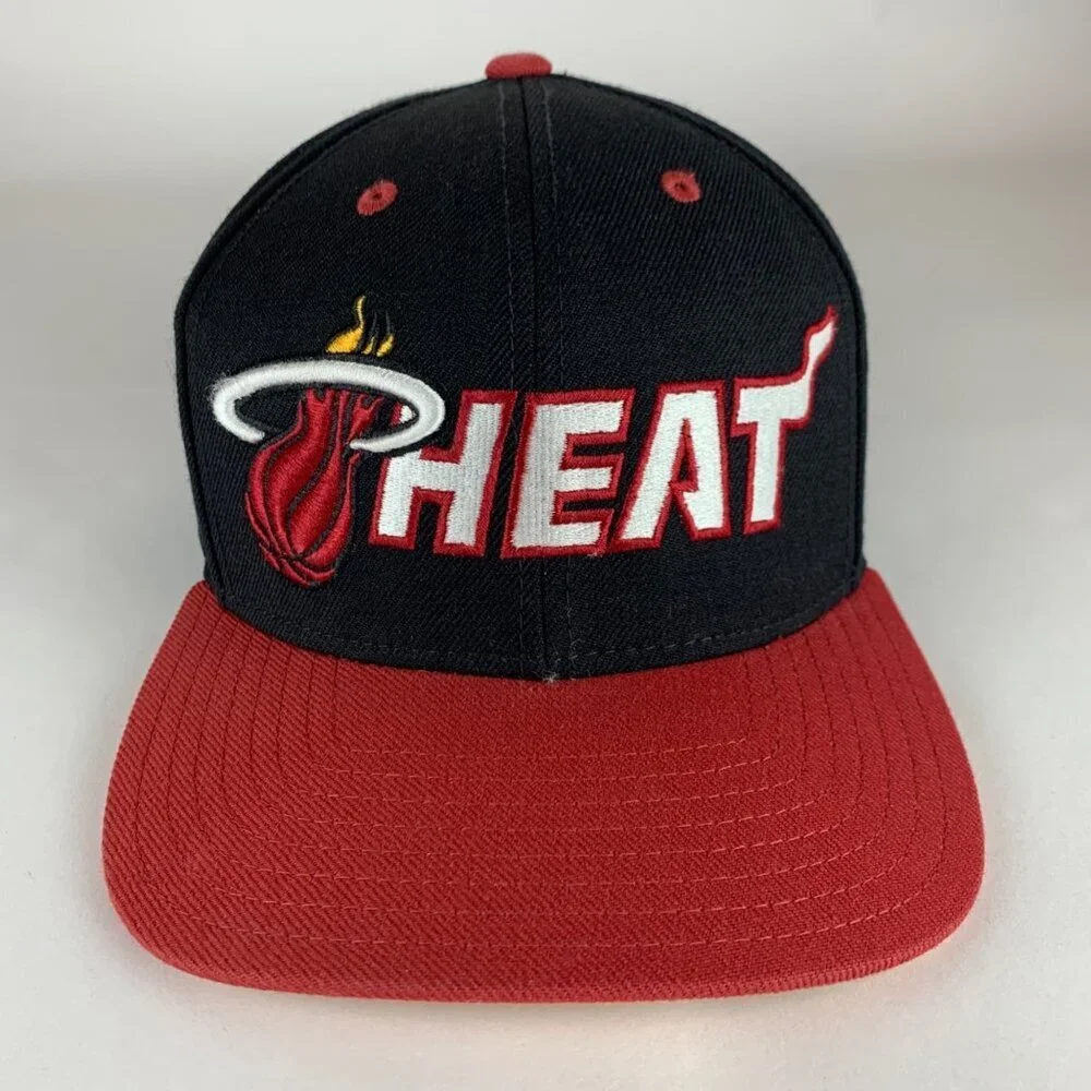 Miami Heat NBA Black Red Adidas Snapback Hat READ
